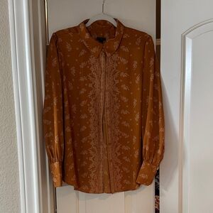 Ann Taylor Burnt Orange Floral Blouse